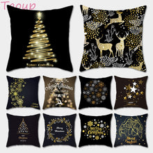 Load image into Gallery viewer, Gold Black Snowflake Merry Christmas Pillowcase Xmas Decor for Home Decor for Christmas