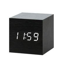 Load image into Gallery viewer, LED Wooden Alarm Clock Watch Table Voice Control