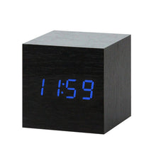 Load image into Gallery viewer, LED Wooden Alarm Clock Watch Table Voice Control