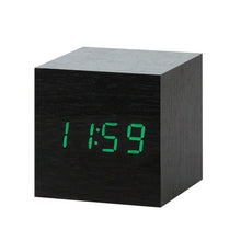 Load image into Gallery viewer, LED Wooden Alarm Clock Watch Table Voice Control