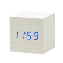Load image into Gallery viewer, LED Wooden Alarm Clock Watch Table Voice Control