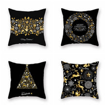 Load image into Gallery viewer, Gold Black Snowflake Merry Christmas Pillowcase Xmas Decor for Home Decor for Christmas
