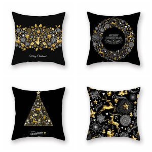 Gold Black Snowflake Merry Christmas Pillowcase Xmas Decor for Home Decor for Christmas