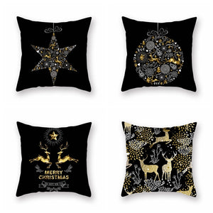 Gold Black Snowflake Merry Christmas Pillowcase Xmas Decor for Home Decor for Christmas