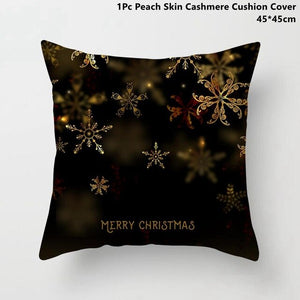 Gold Black Snowflake Merry Christmas Pillowcase Xmas Decor for Home Decor for Christmas