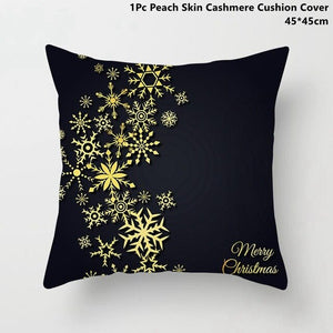 Gold Black Snowflake Merry Christmas Pillowcase Xmas Decor for Home Decor for Christmas