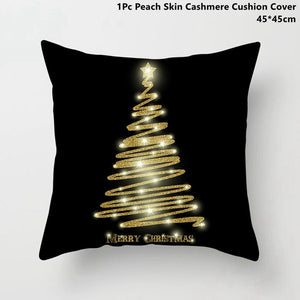 Gold Black Snowflake Merry Christmas Pillowcase Xmas Decor for Home Decor for Christmas