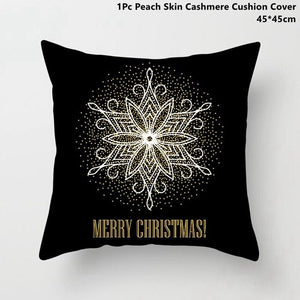 Gold Black Snowflake Merry Christmas Pillowcase Xmas Decor for Home Decor for Christmas