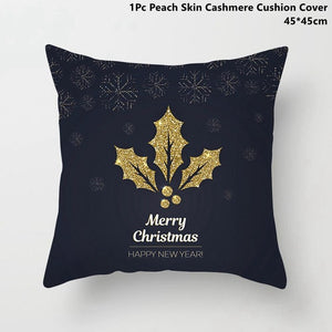 Gold Black Snowflake Merry Christmas Pillowcase Xmas Decor for Home Decor for Christmas