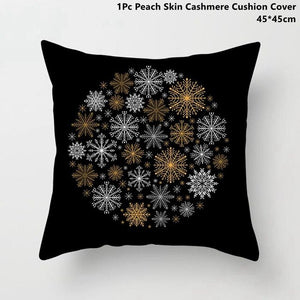 Gold Black Snowflake Merry Christmas Pillowcase Xmas Decor for Home Decor for Christmas