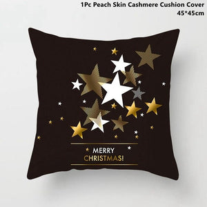 Gold Black Snowflake Merry Christmas Pillowcase Xmas Decor for Home Decor for Christmas