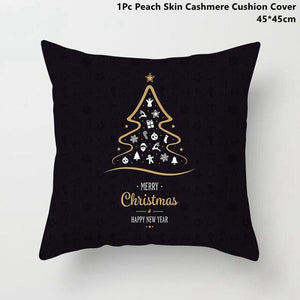 Gold Black Snowflake Merry Christmas Pillowcase Xmas Decor for Home Decor for Christmas