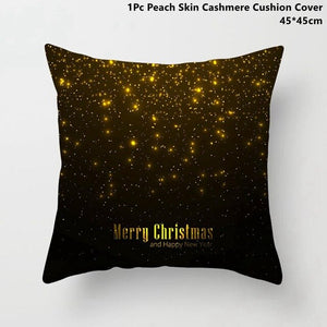 Gold Black Snowflake Merry Christmas Pillowcase Xmas Decor for Home Decor for Christmas