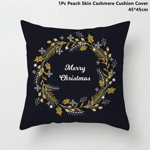 Gold Black Snowflake Merry Christmas Pillowcase Xmas Decor for Home Decor for Christmas