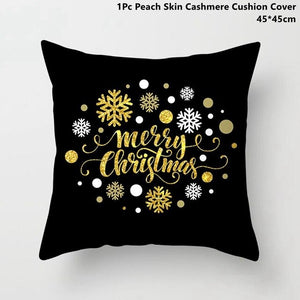 Gold Black Snowflake Merry Christmas Pillowcase Xmas Decor for Home Decor for Christmas