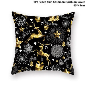 Gold Black Snowflake Merry Christmas Pillowcase Xmas Decor for Home Decor for Christmas