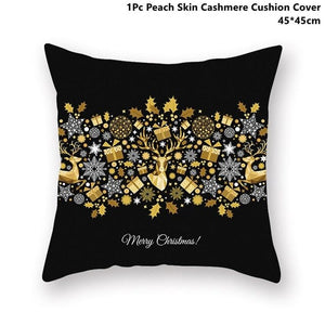 Gold Black Snowflake Merry Christmas Pillowcase Xmas Decor for Home Decor for Christmas