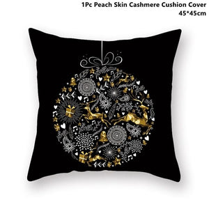 Gold Black Snowflake Merry Christmas Pillowcase Xmas Decor for Home Decor for Christmas