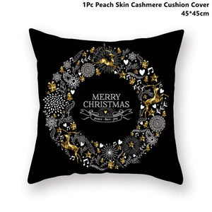 Gold Black Snowflake Merry Christmas Pillowcase Xmas Decor for Home Decor for Christmas