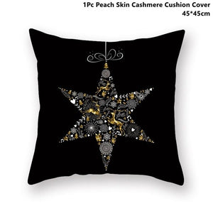 Gold Black Snowflake Merry Christmas Pillowcase Xmas Decor for Home Decor for Christmas