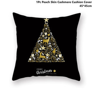 Gold Black Snowflake Merry Christmas Pillowcase Xmas Decor for Home Decor for Christmas