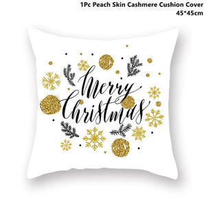 Gold Black Snowflake Merry Christmas Pillowcase Xmas Decor for Home Decor for Christmas