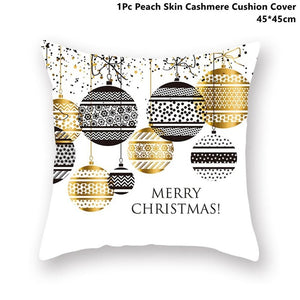 Gold Black Snowflake Merry Christmas Pillowcase Xmas Decor for Home Decor for Christmas