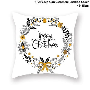 Gold Black Snowflake Merry Christmas Pillowcase Xmas Decor for Home Decor for Christmas