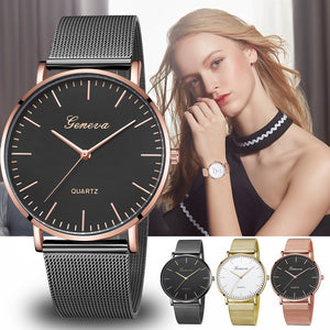 Modern Black Watch Men Women Mesh Stainless Steel for Gifts