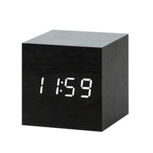 Load image into Gallery viewer, LED Wooden Alarm Clock Watch Table Voice Control
