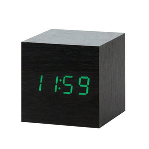 LED Wooden Alarm Clock Watch Table Voice Control