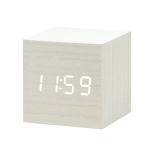 LED Wooden Alarm Clock Watch Table Voice Control